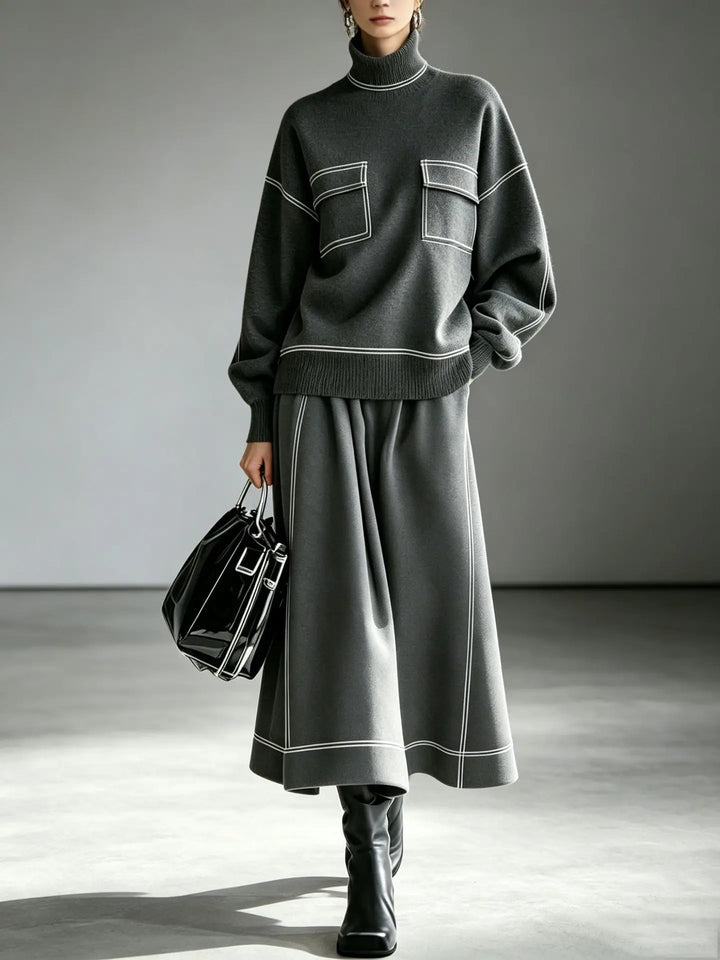Simona Turtleneck Skirt Set
