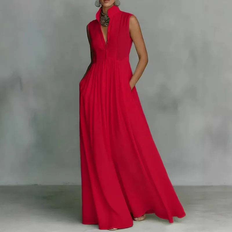 Katie Sleeveless Ruched Maxi Dress