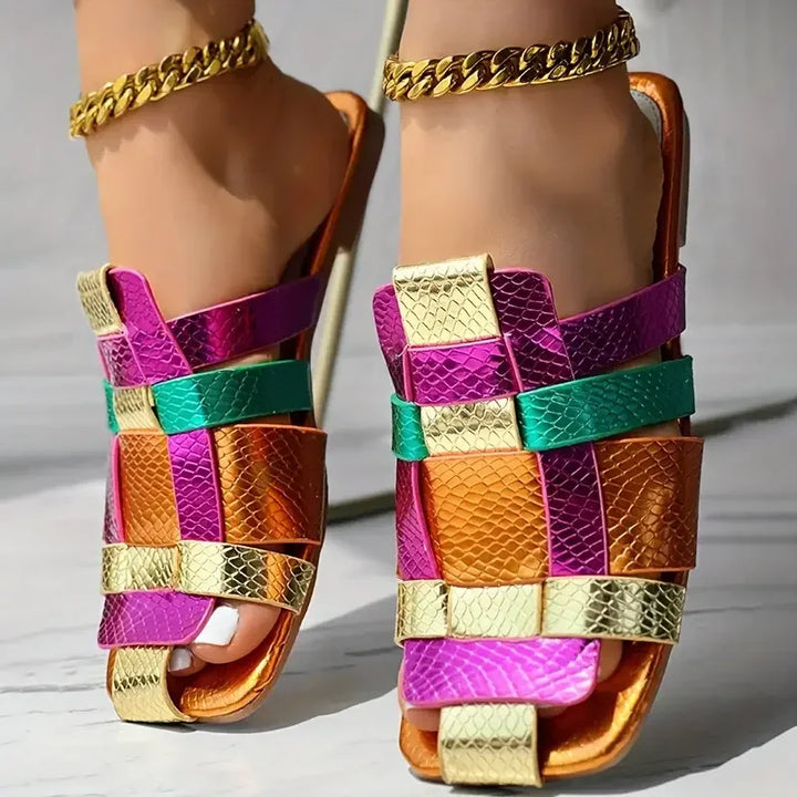 Kayla Woven Mosaic Flat Sandals