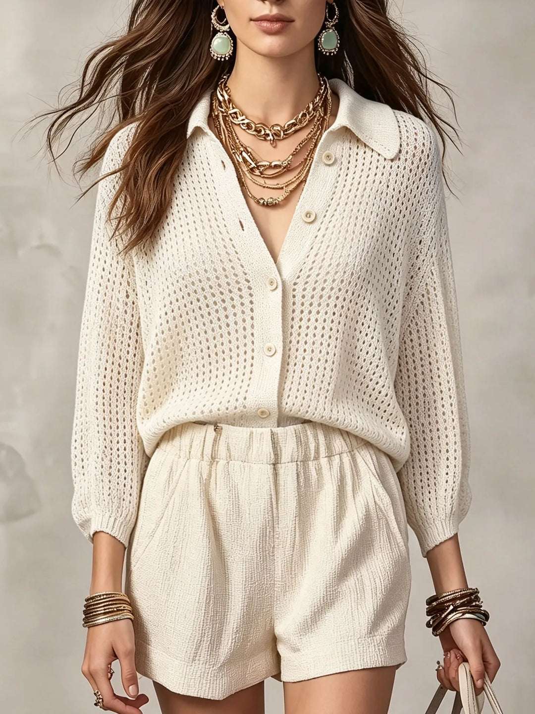 Beatrix Open Crochet Knit Cardigan