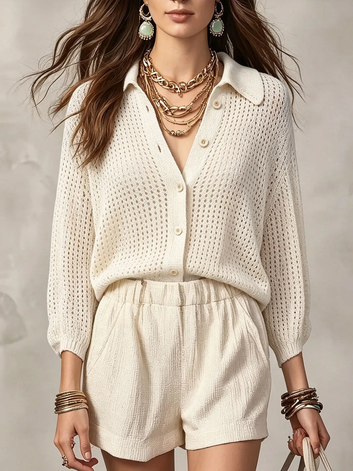 Beatrix Open Crochet Knit Cardigan
