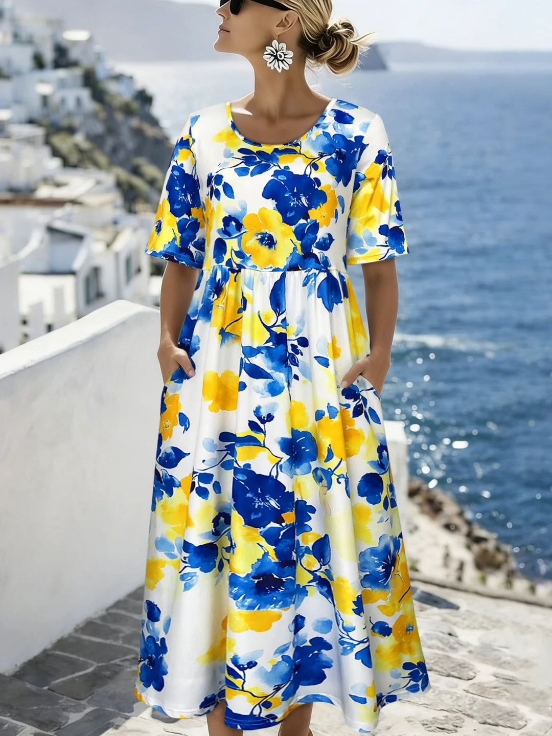 Leona Floral Pocket Midi Dress