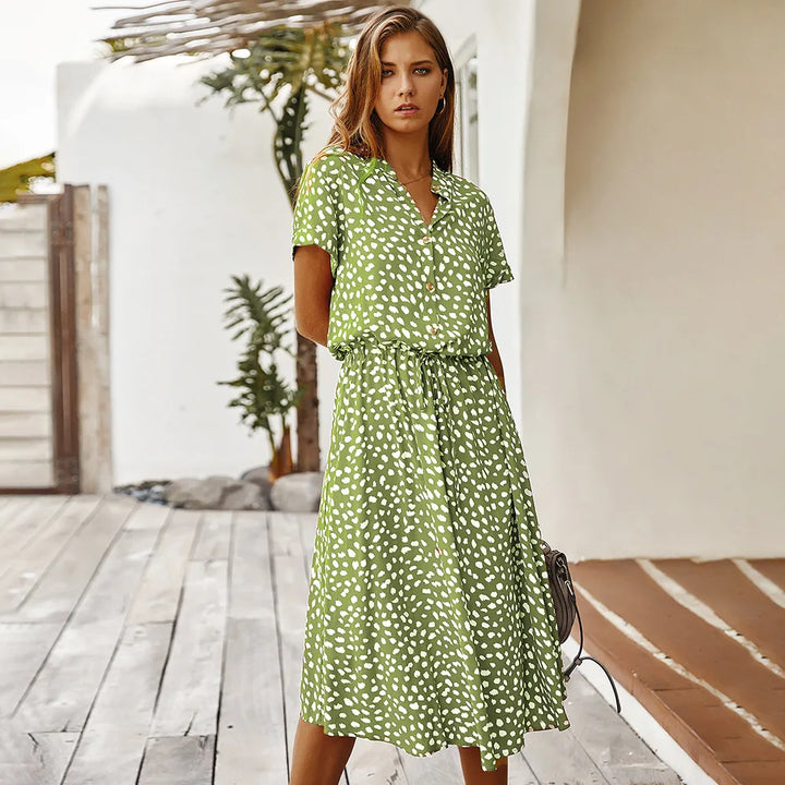 Inessa Printed Midi Shirt Dress