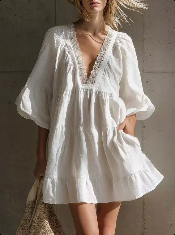 Viretta Lace Trim Mini Dress