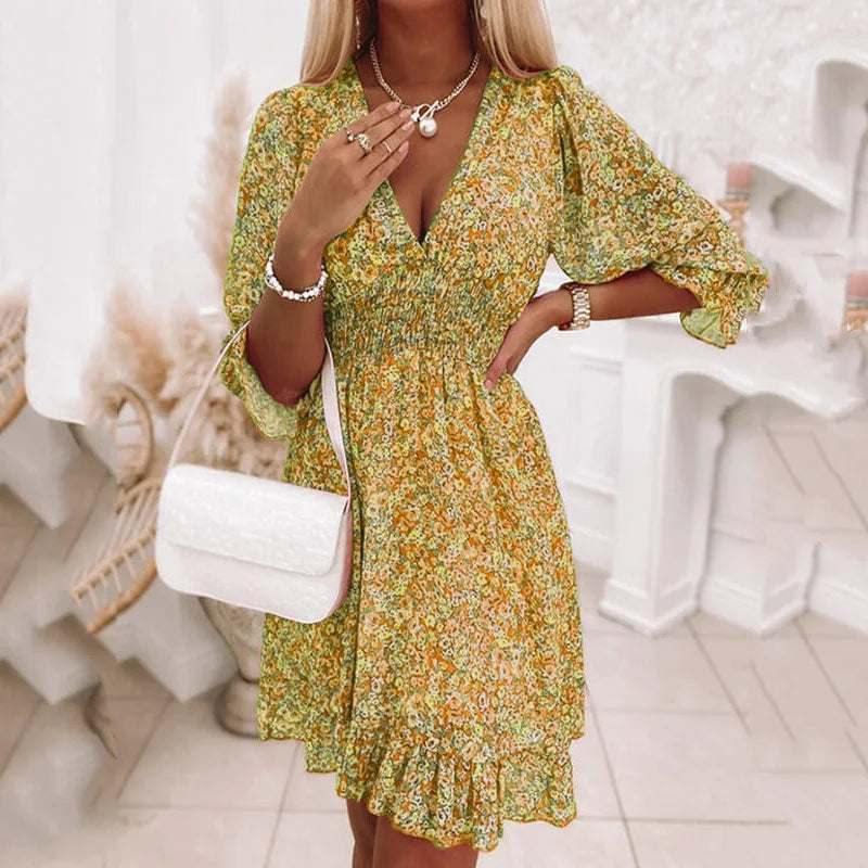 Serena Boho Floral Mini Dress