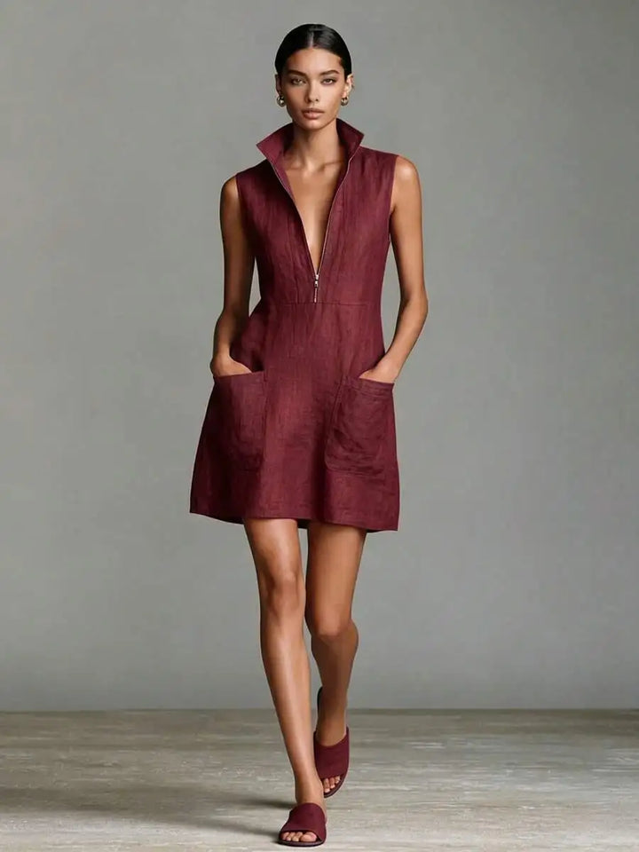 Virena Pocket Linen Mini Dress