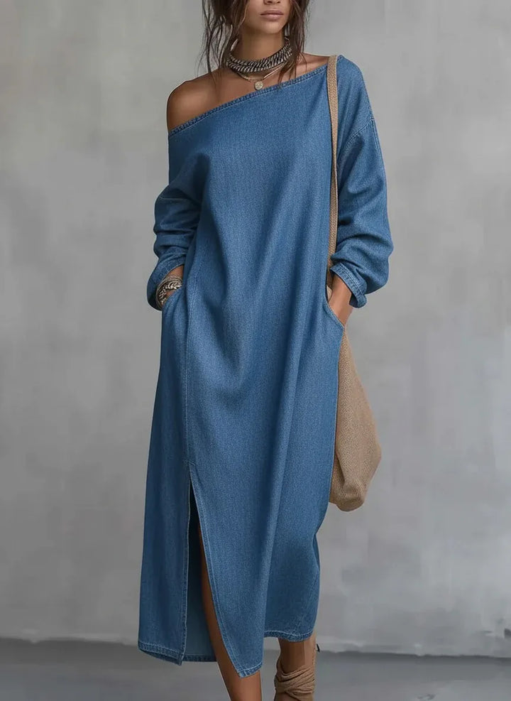 Carolina One Shoulder Linen Maxi Dress