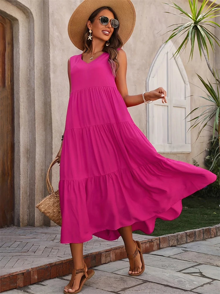 Mirenza Sleeveless Tiered Maxi Dress