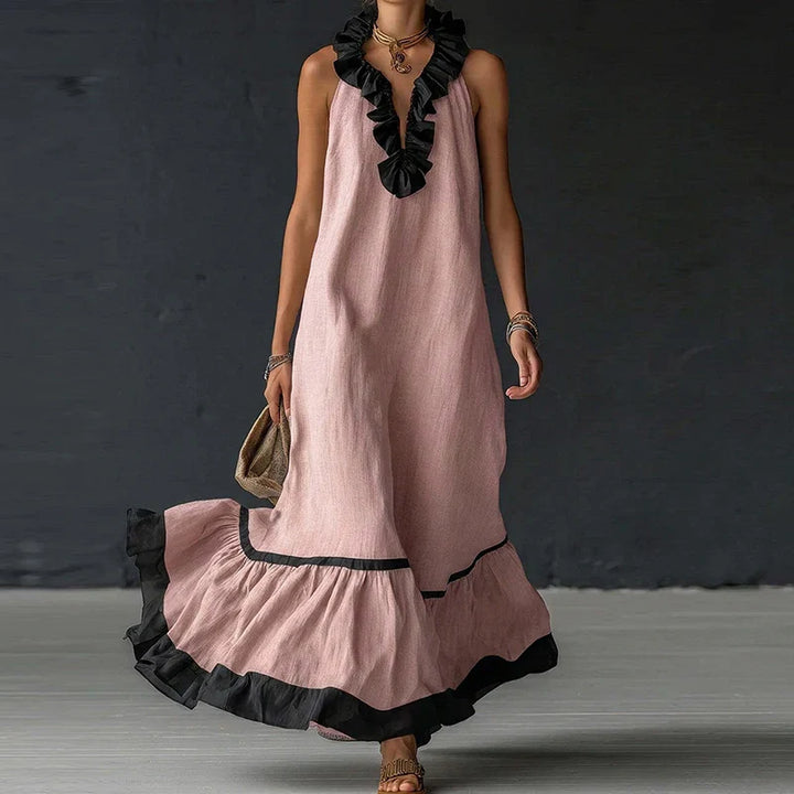 Amoura Ruffle Trim Maxi Dress
