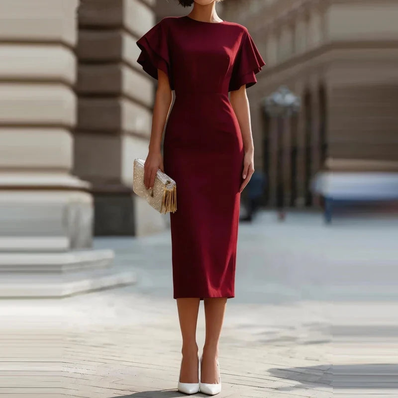 Fiona Ruffle Sleeve Midi Dress