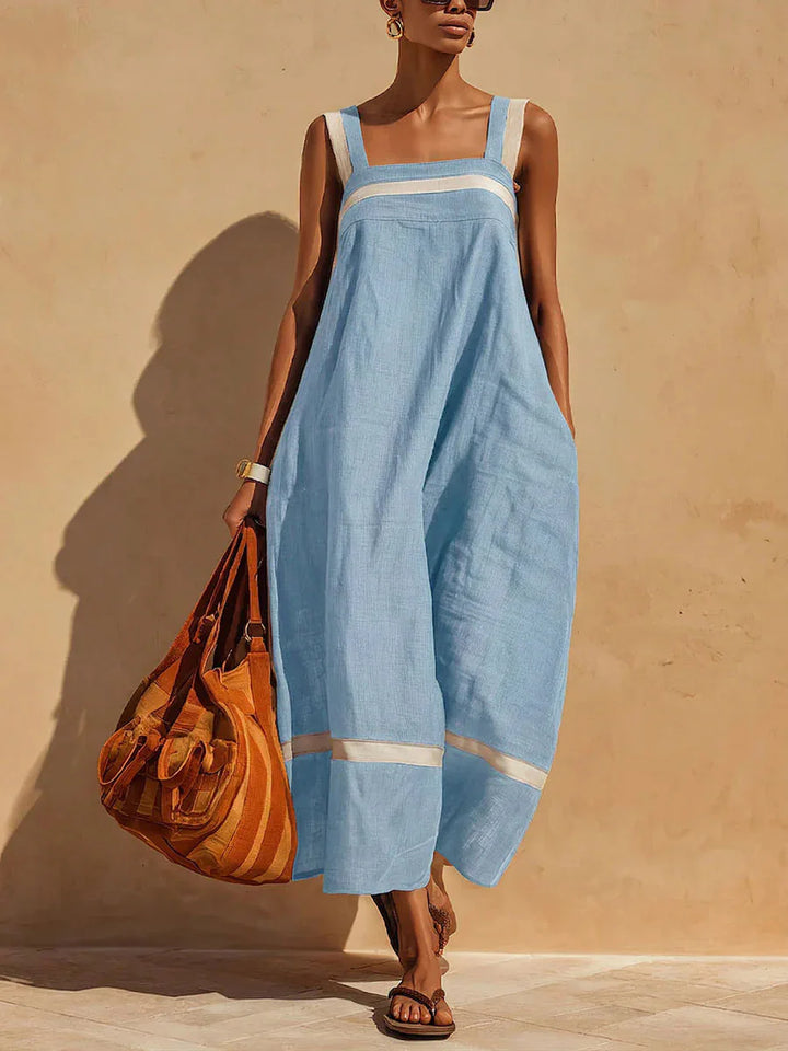 Karina Breathable Linen Slip Midi Dress