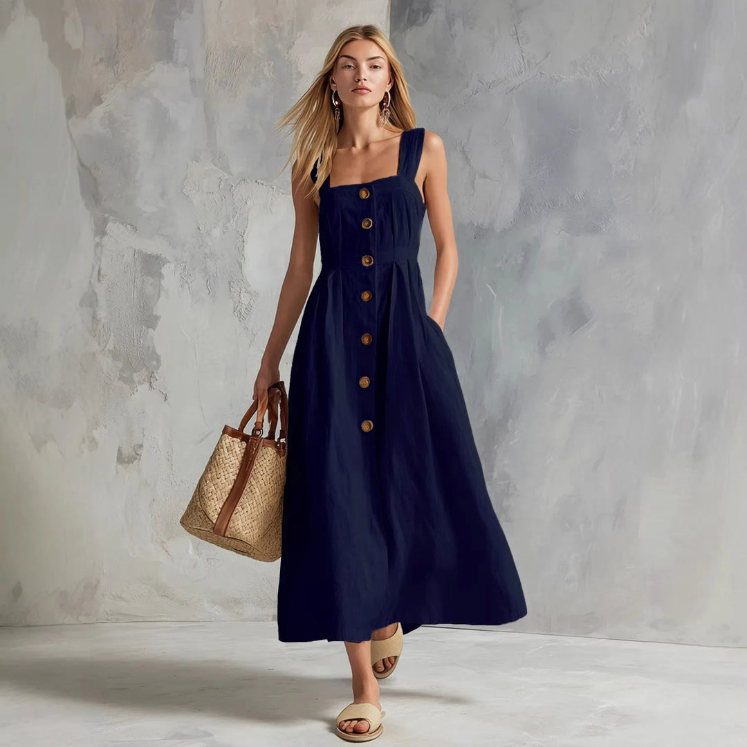 Laureen Linen Button Maxi Dress