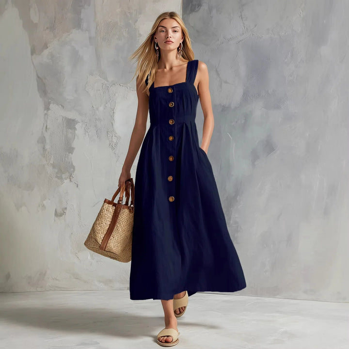 Laureen Linen Button Maxi Dress