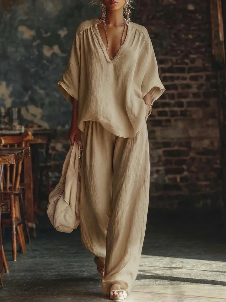 Cathy Relaxed Wide Leg Pant Set
