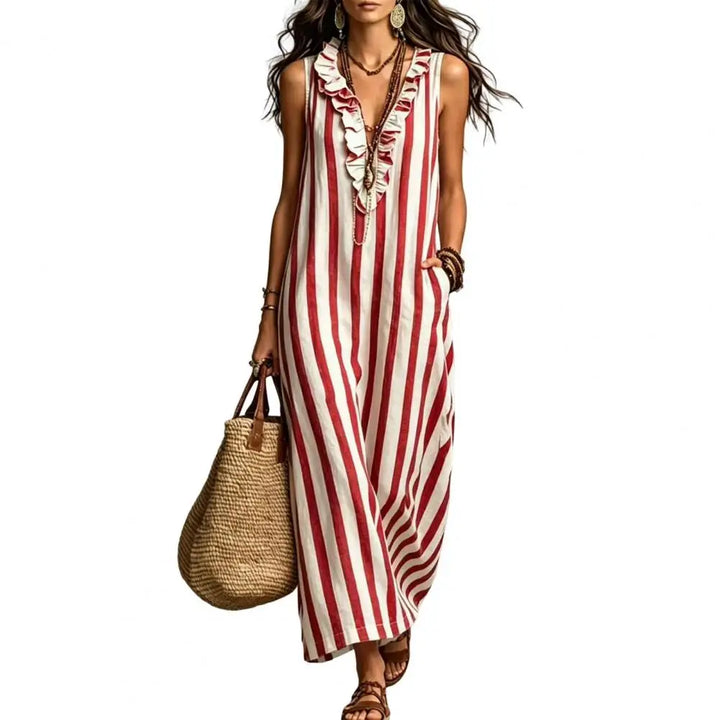 Lacey Striped Linen Maxi Dress