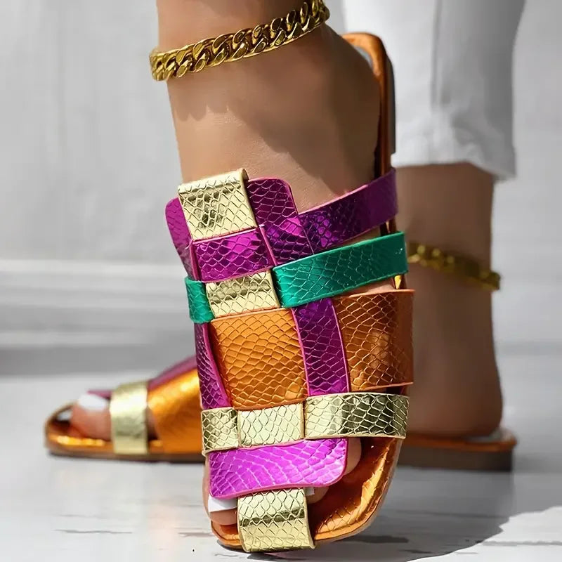 Kayla Woven Mosaic Flat Sandals