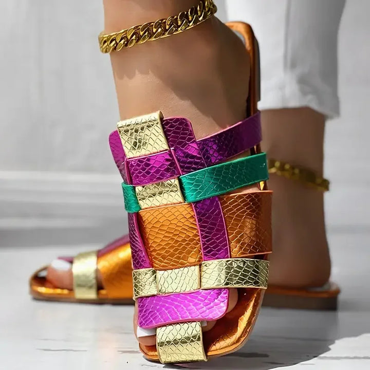 Kayla Woven Mosaic Flat Sandals
