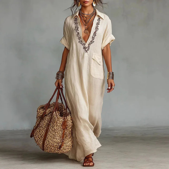Marlene V Neck Kaftan Dress