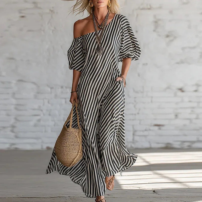 Camelia One Shoulder Puff Sleeve Dress