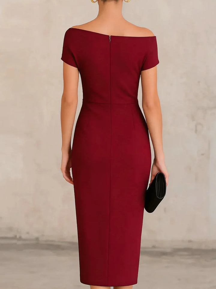 Madina Pleated Slit Midi Dress