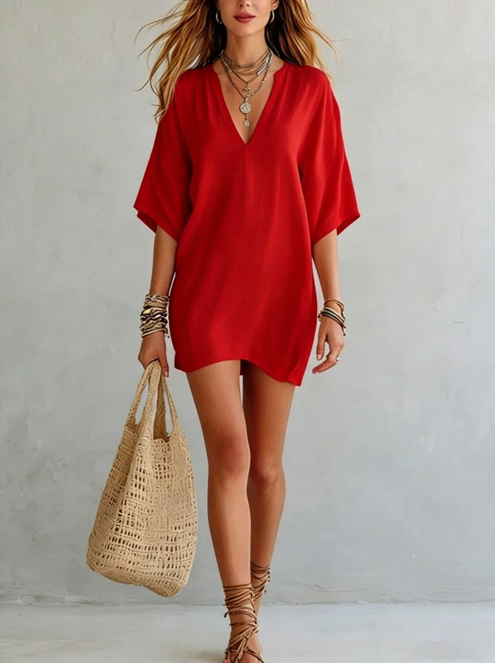Dolce V Neck Tunic Mini Dress