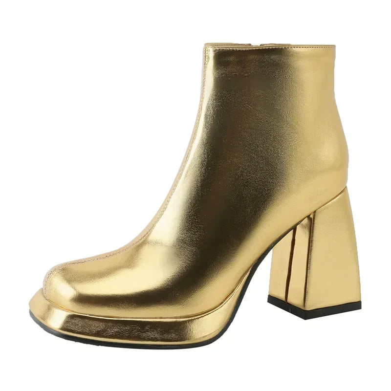 Aria Metallic Platform Ankle Boots
