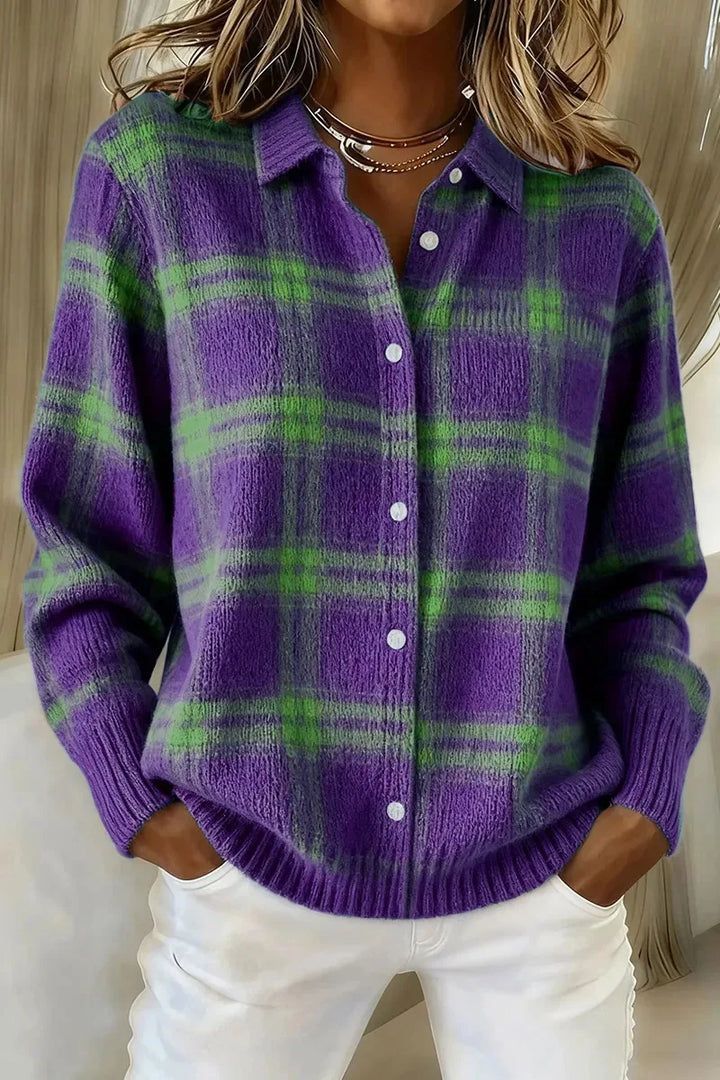 Fiona Plaid Knit Cardigan