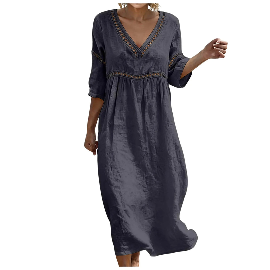Noemi Embellished V Neck Boho Maxi Dress