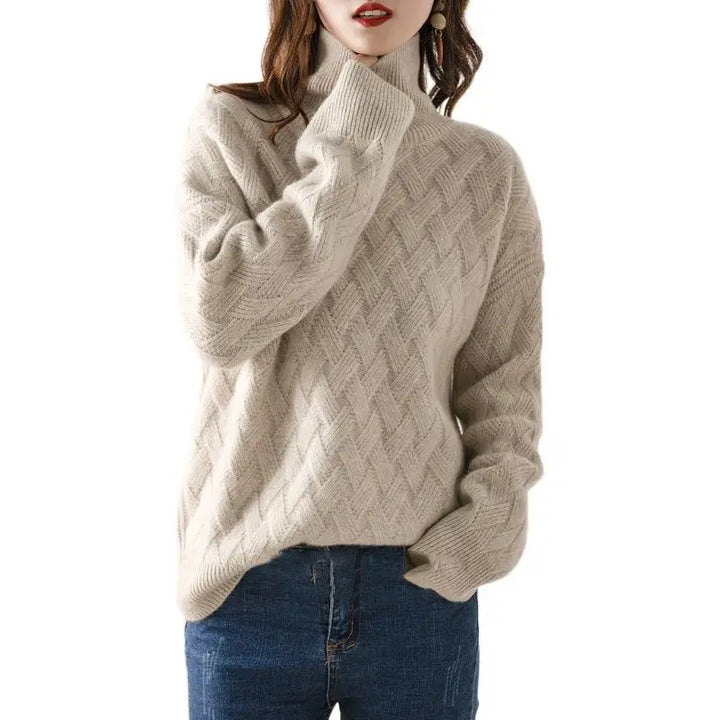 Iris Basketweave Turtleneck Sweater