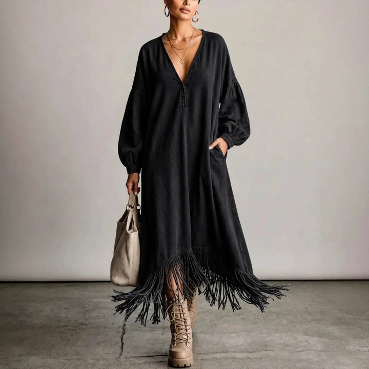 Zarina V-Neck Fringe Dress