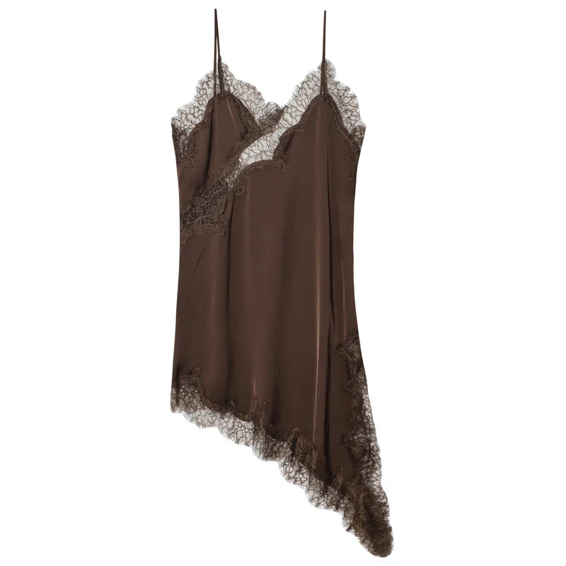 Novella Lace Asymmetrical Midi Dress
