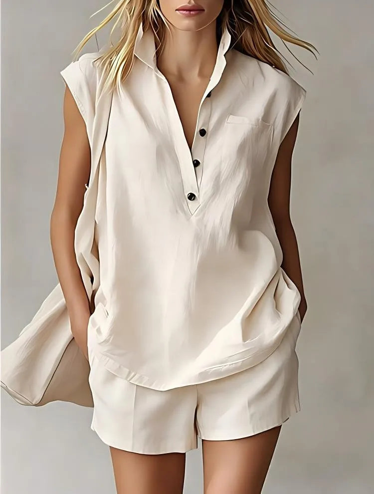 Eleanore Breathable Cotton Linen Shorts Set