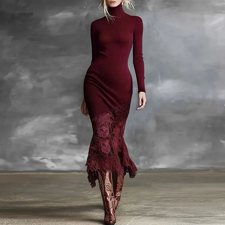 Monika Ribbed Turtleneck Dress