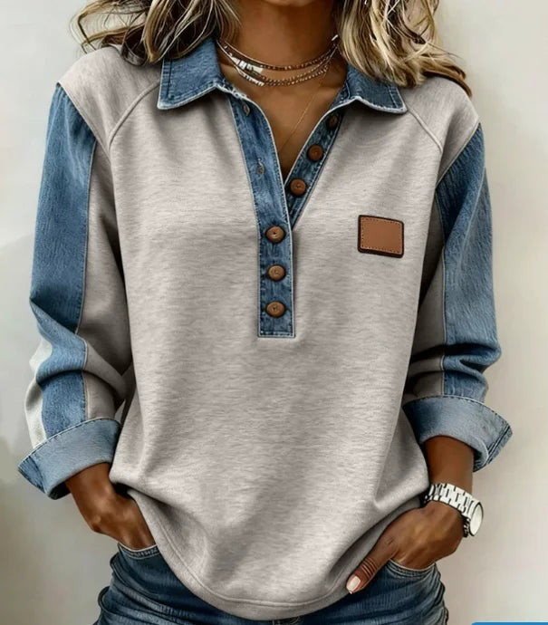 Rafela Denim Trim Blouse
