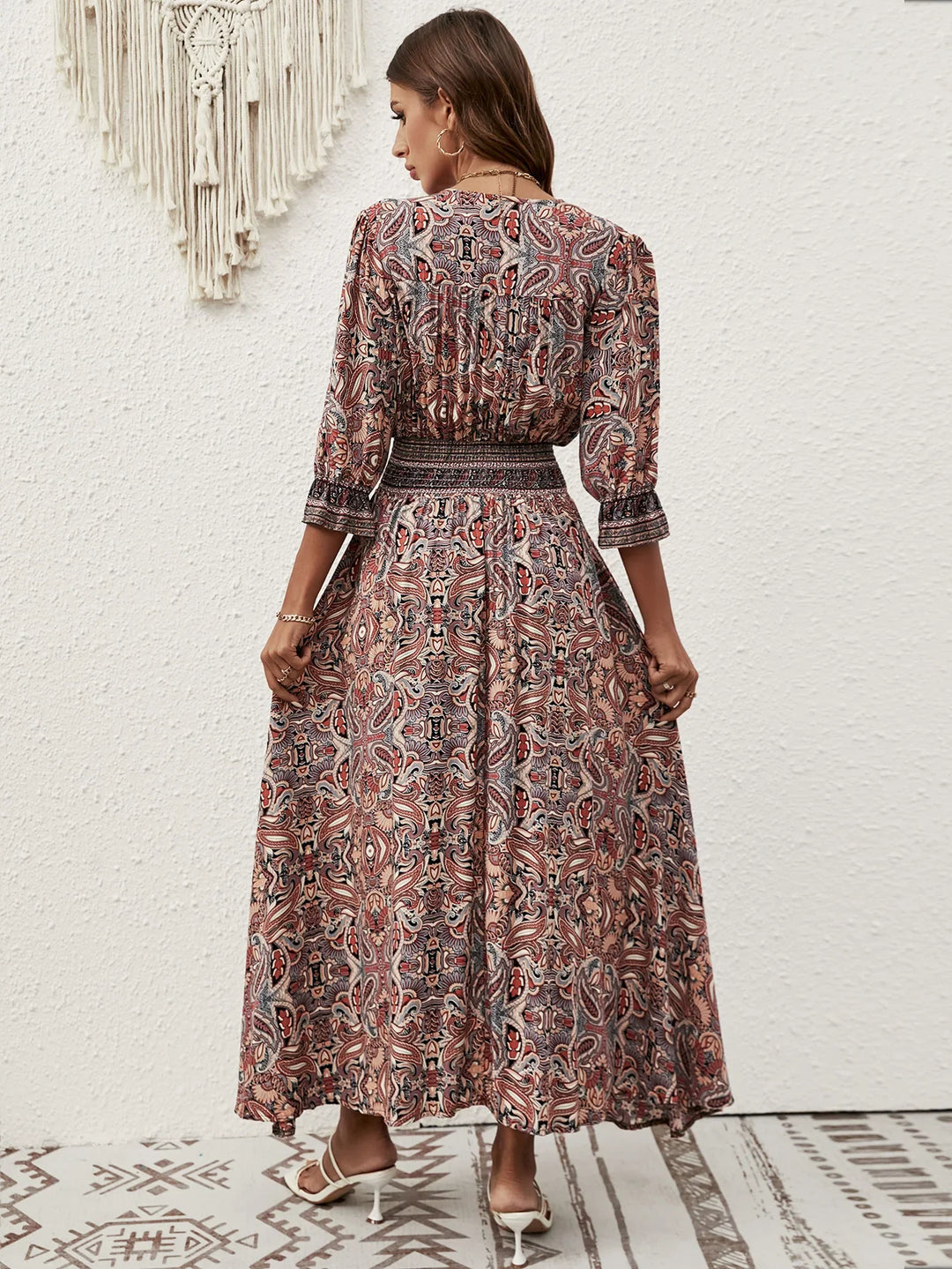 Mireya Bohemian Tie Waist Maxi Dress