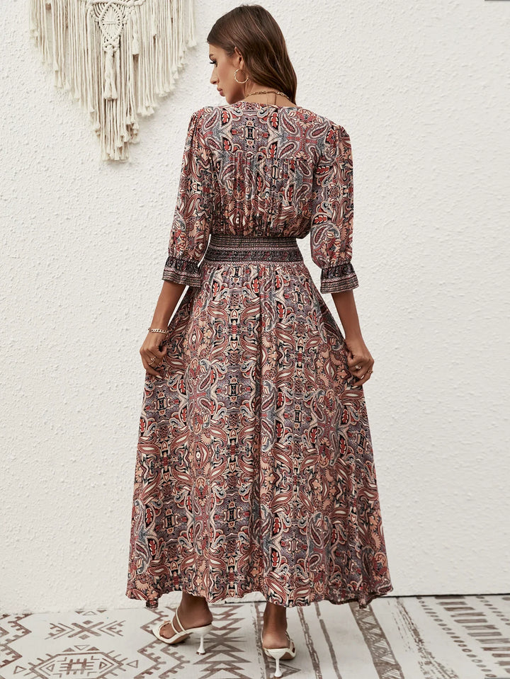 Mireya Bohemian Tie Waist Maxi Dress