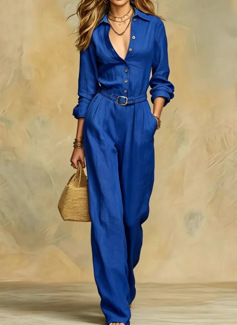 Mirielle Belted Button Jumpsuit