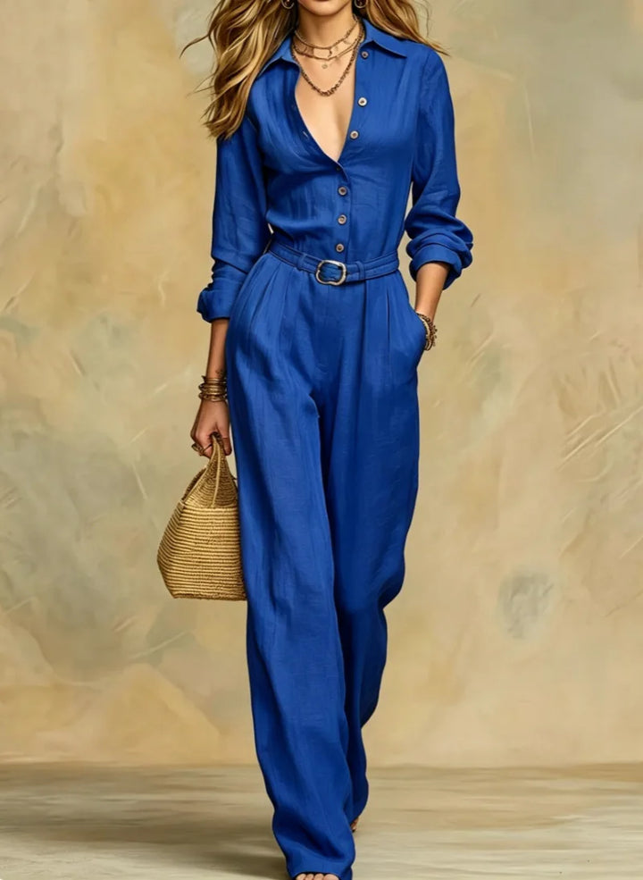 Mirielle Belted Button Jumpsuit