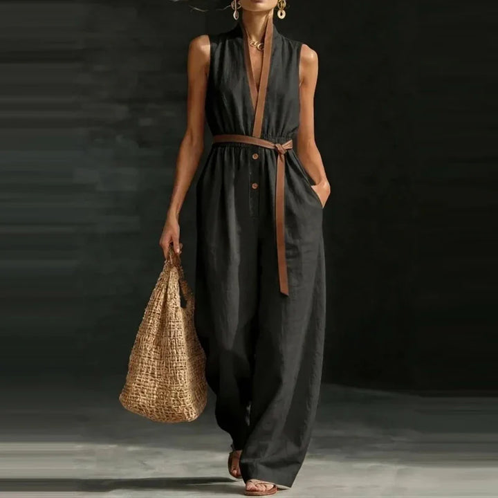 Minerva V Neck Wide Leg Jumpsuit