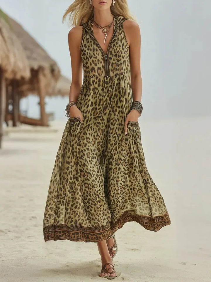 Valeska Flowy Leopard Maxi Dress