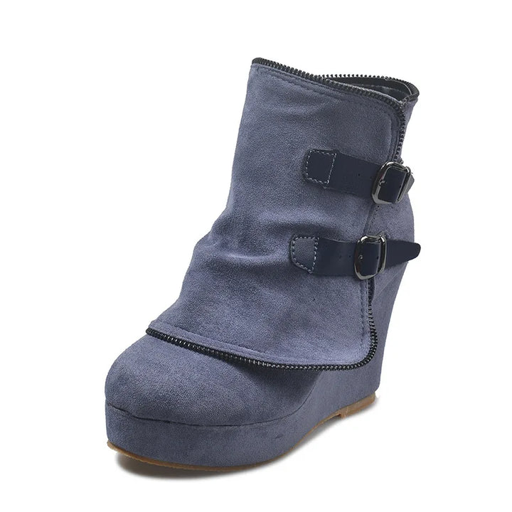 Rosetta Buckle Strap Wedge Boots