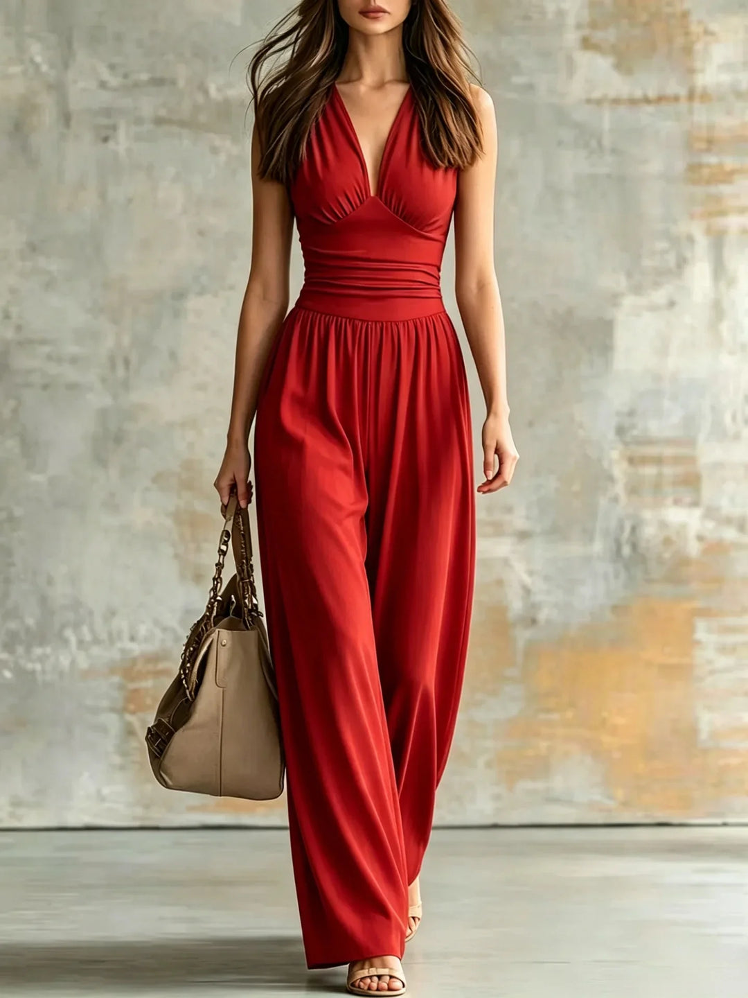 Helena Figure Flattering V Neck Jumpsuit