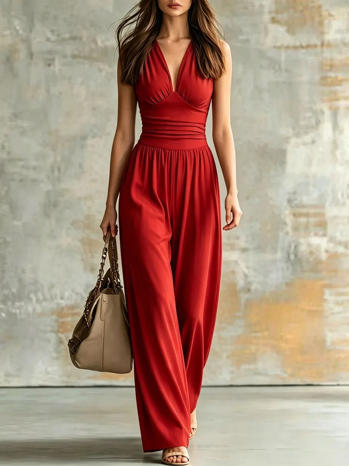 Helena Figure Flattering V Neck Jumpsuit