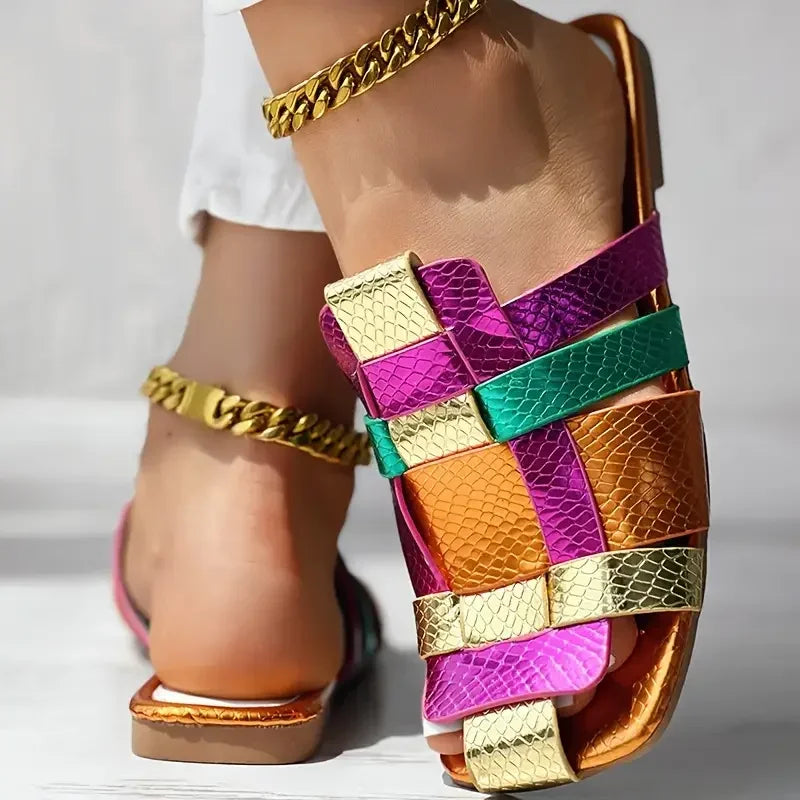 Kayla Woven Mosaic Flat Sandals