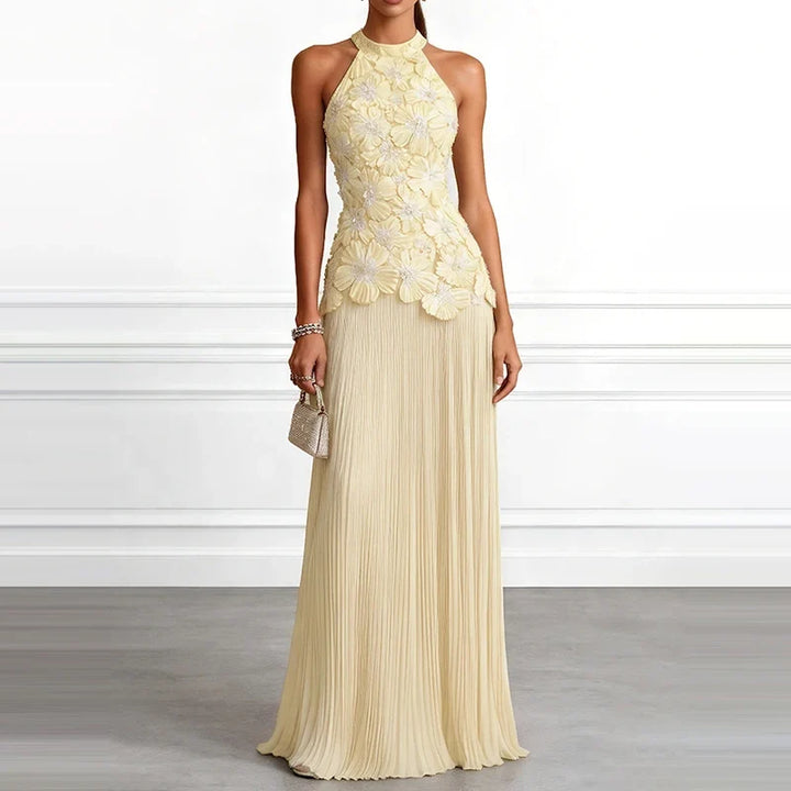 Amara Halter Pleated Gown