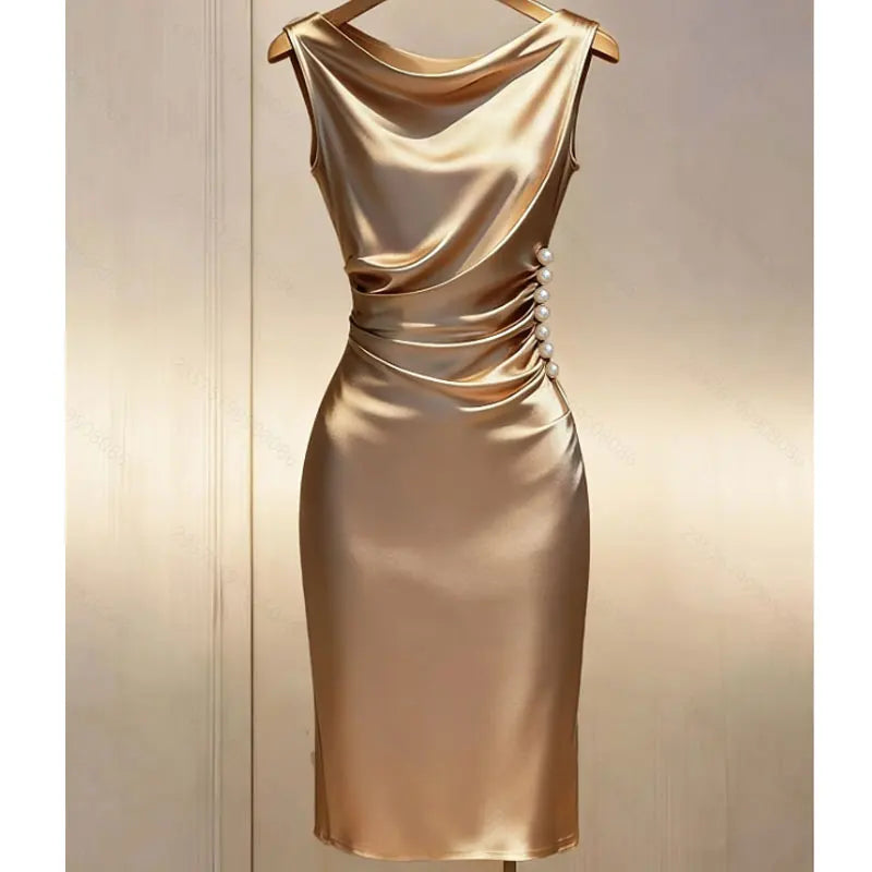 Evanthe Draped Satin Midi Dress