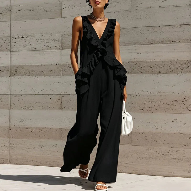 Fiorelle Ruffle Trim Jumpsuit