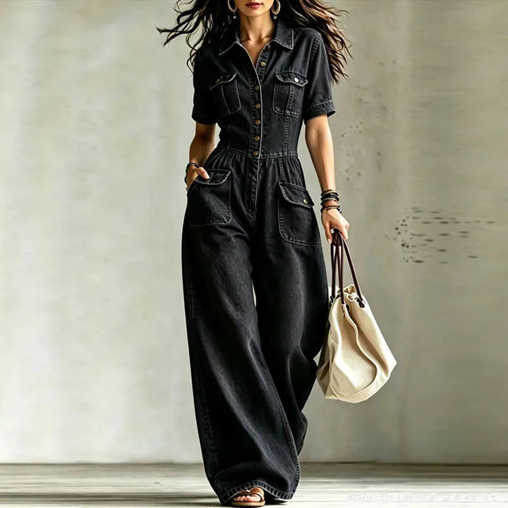Juliana Denim Wide Leg Jumpsuit