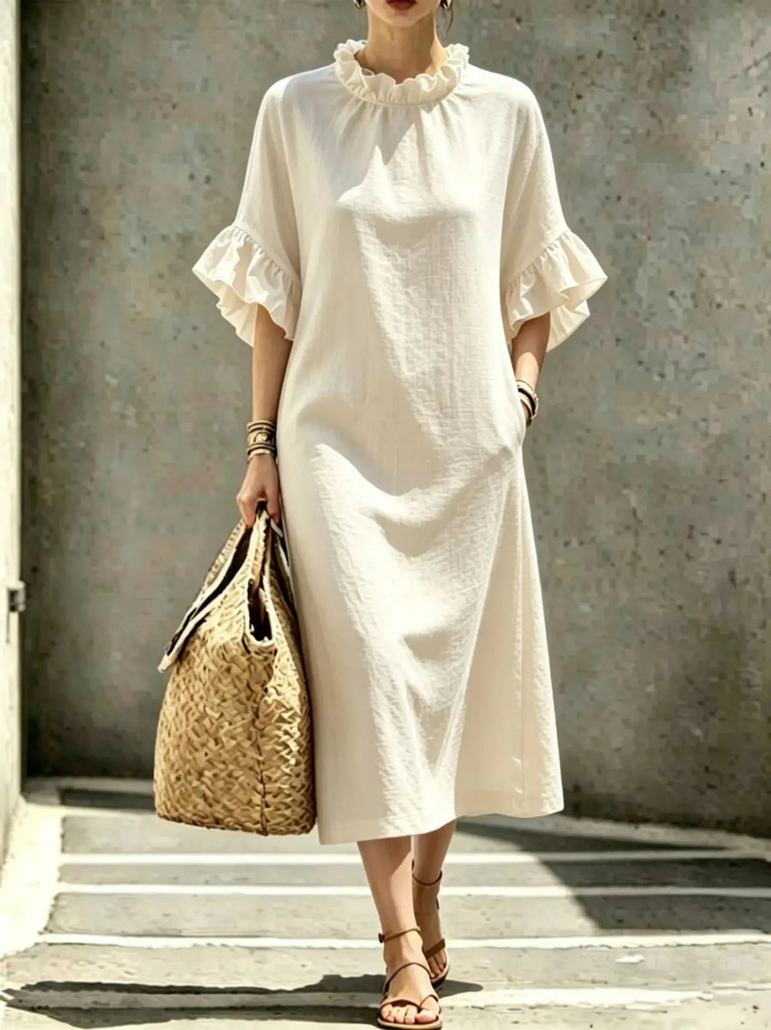 Idalia Ruffle Sleeve Midi Dress