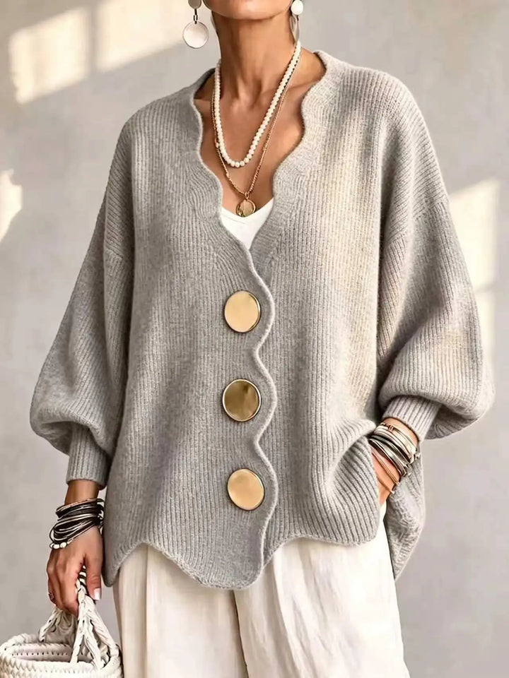 Light grey oversized cardigan with lantern sleeves